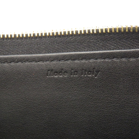 CELINE Long Wallet Purse Calfskin black Logo motif Women Used Authentic