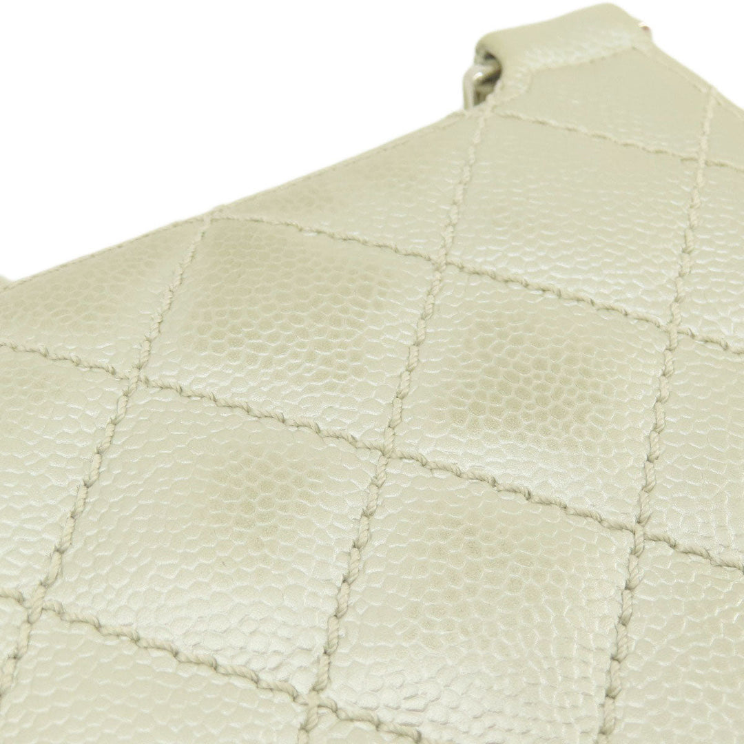 CHANEL Shoulder Bag Caviar skin Silver COCO Mark Matelasse SilverMetal