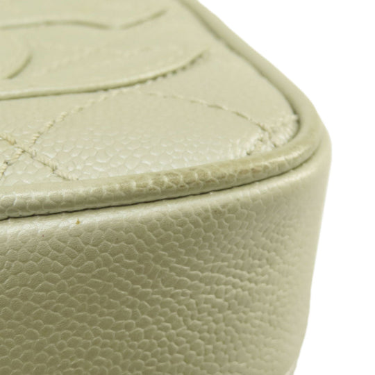 CHANEL Shoulder Bag Caviar skin Silver COCO Mark Matelasse SilverMetal