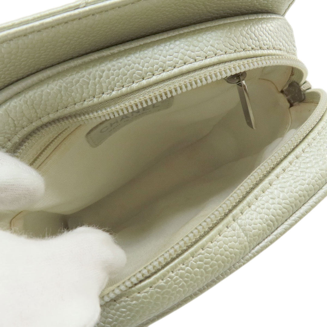 CHANEL Shoulder Bag Caviar skin Silver COCO Mark Matelasse SilverMetal