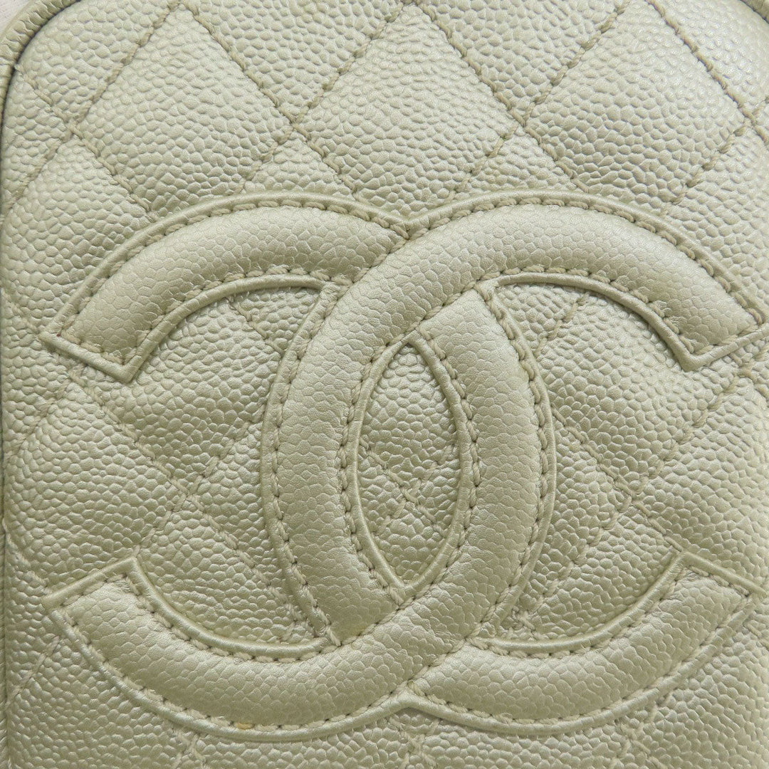 CHANEL Shoulder Bag Caviar skin Silver COCO Mark Matelasse SilverMetal