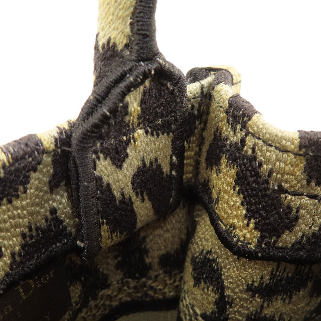 Christian Dior Handbag canvas Brown Book Tote Mini Leopard Pattern 2WAY