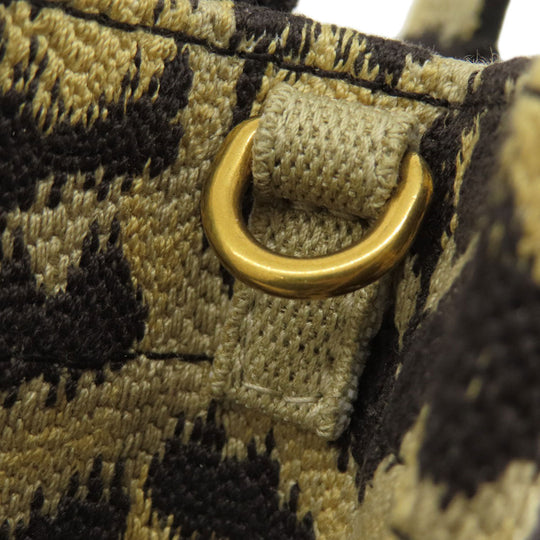 Christian Dior Handbag canvas Brown Book Tote Mini Leopard Pattern 2WAY