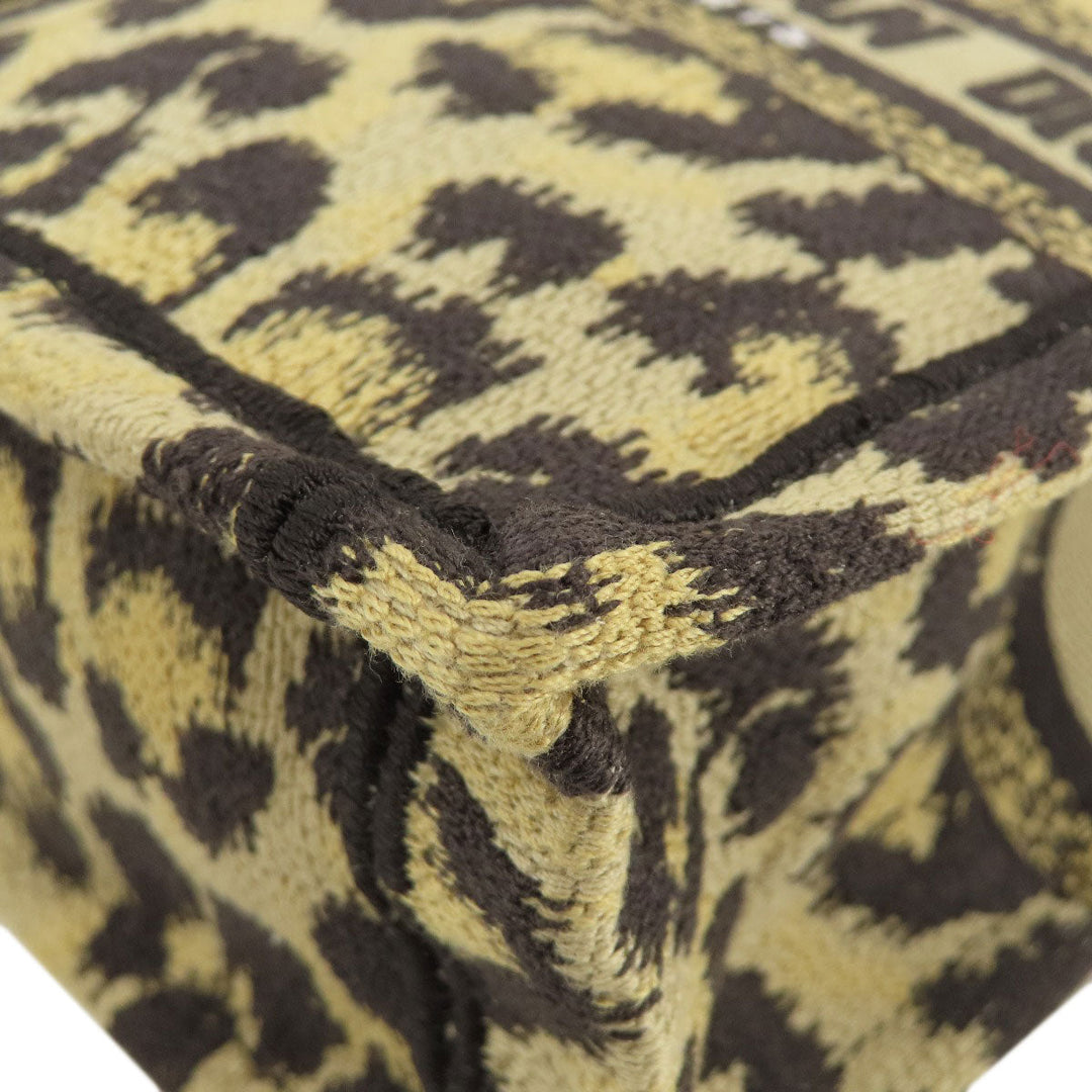 Christian Dior Handbag canvas Brown Book Tote Mini Leopard Pattern 2WAY
