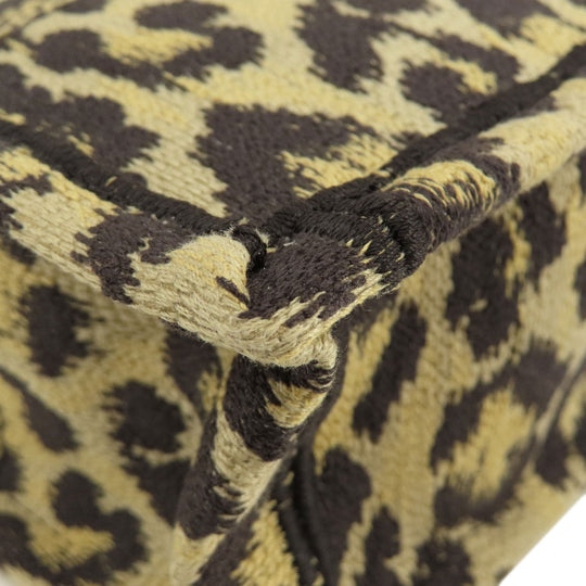 Christian Dior Handbag canvas Brown Book Tote Mini Leopard Pattern 2WAY