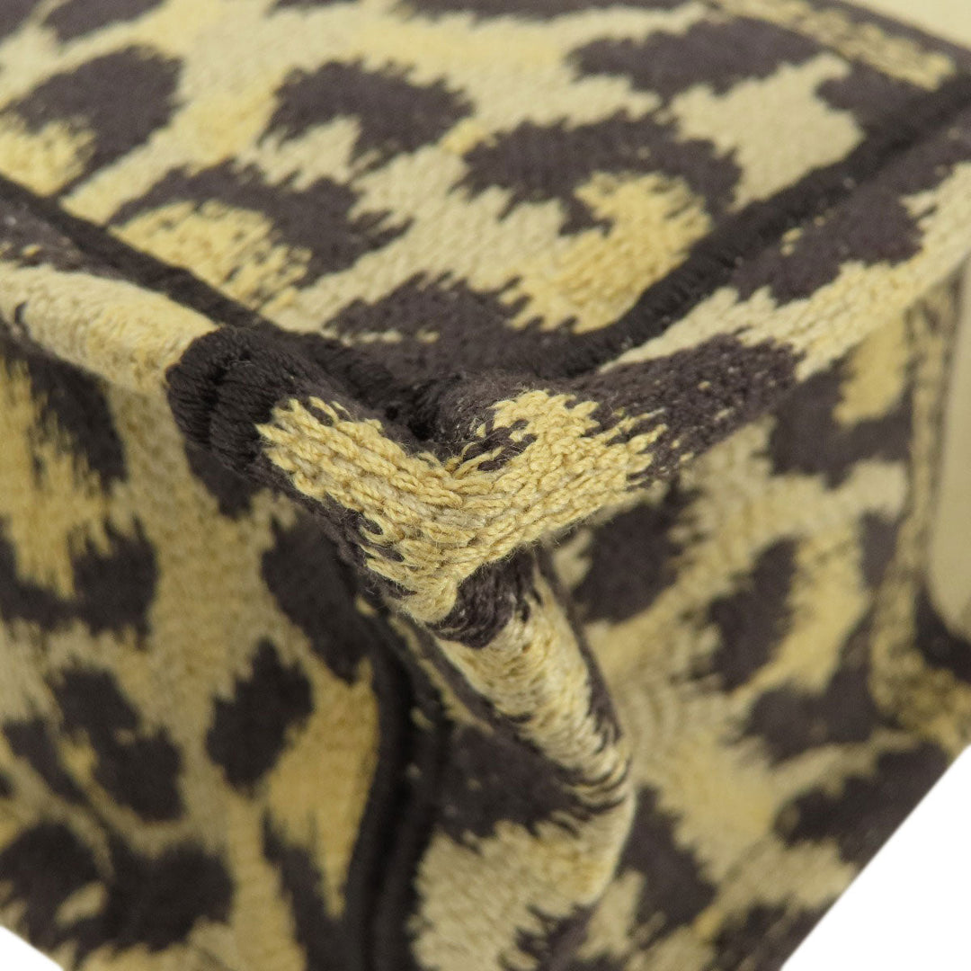 Christian Dior Handbag canvas Brown Book Tote Mini Leopard Pattern 2WAY