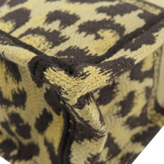 Christian Dior Handbag canvas Brown Book Tote Mini Leopard Pattern 2WAY