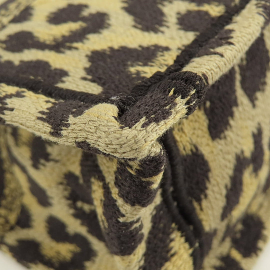 Christian Dior Handbag canvas Brown Book Tote Mini Leopard Pattern 2WAY