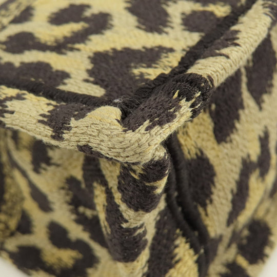 Christian Dior Handbag canvas Brown Book Tote Mini Leopard Pattern 2WAY