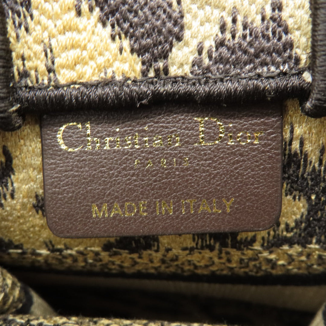Christian Dior Handbag canvas Brown Book Tote Mini Leopard Pattern 2WAY