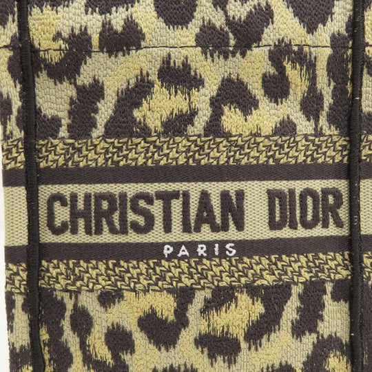 Christian Dior Handbag canvas Brown Book Tote Mini Leopard Pattern 2WAY