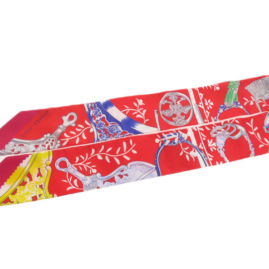 HERMES scarf silk Red Twilly Women Used Authentic