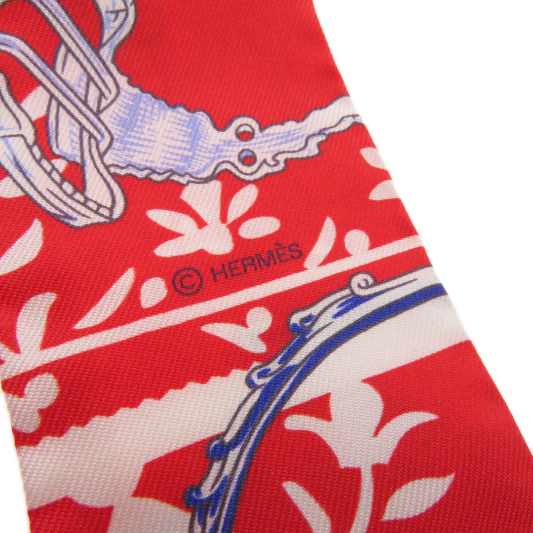 HERMES scarf silk Red Twilly Women Used Authentic