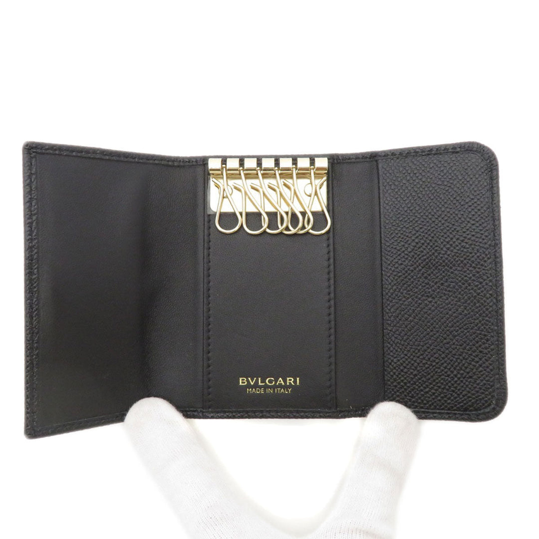 BVLGARI Key case Key holder  Calfskin black logoMetal