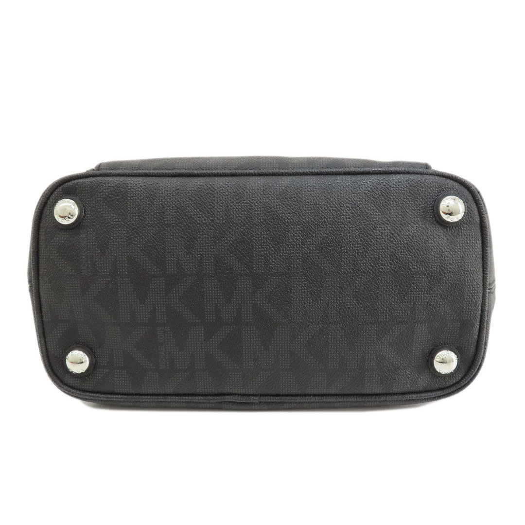 MICHAEL KORS Handbag Leather, Coated Canvas black MK signature Women Used Authentic
