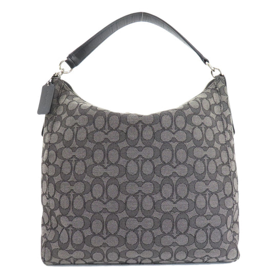 COACH Shoulder Bag F55365 canvas black one belt signature Women Used Authentic