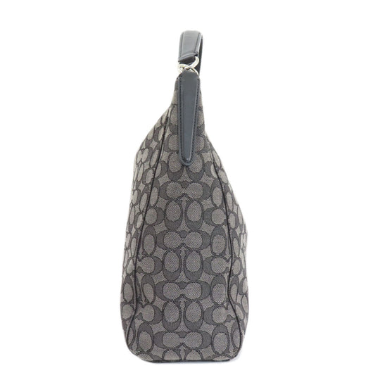 COACH Shoulder Bag F55365 canvas black one belt signature Women Used Authentic