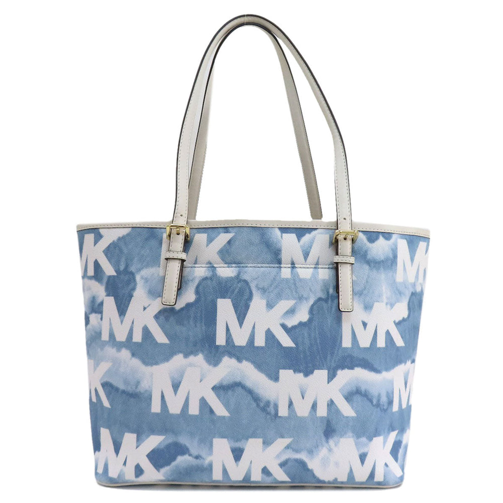 MICHAEL KORS Tote Bag PVC blue Watercolor pattern Women Used Authentic