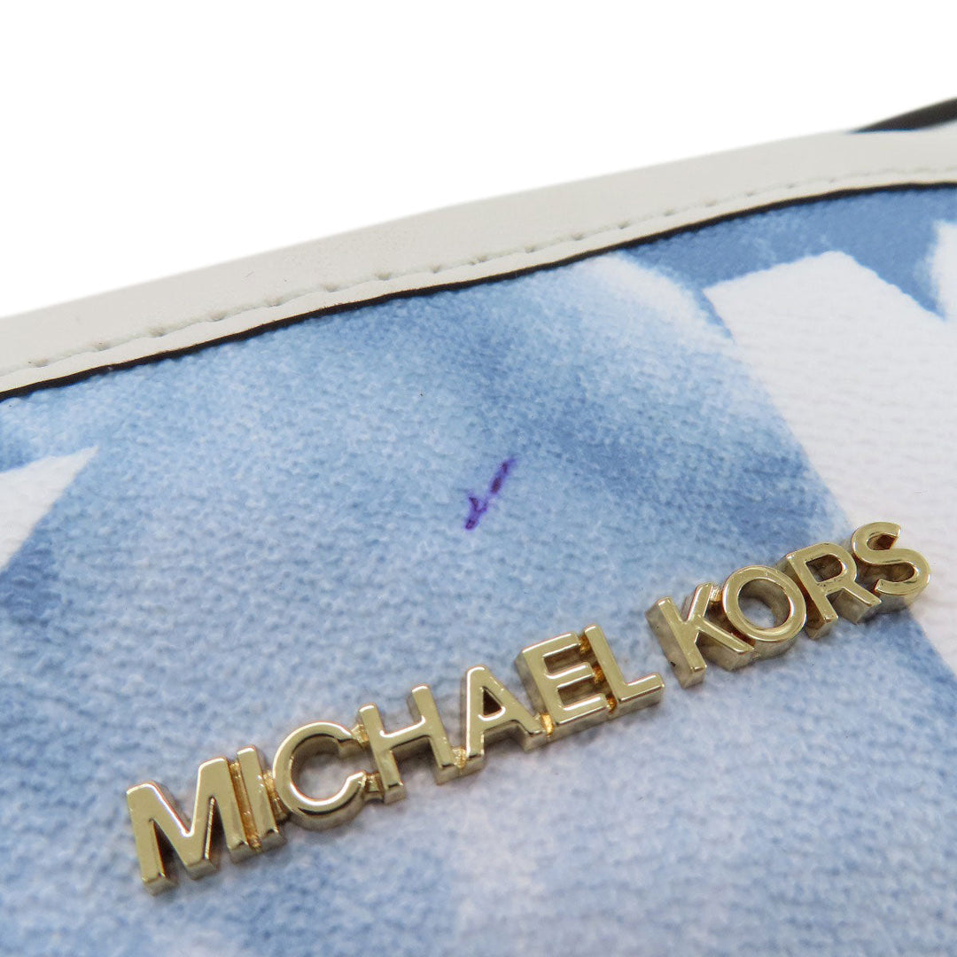 MICHAEL KORS Tote Bag PVC blue Watercolor pattern Women Used Authentic