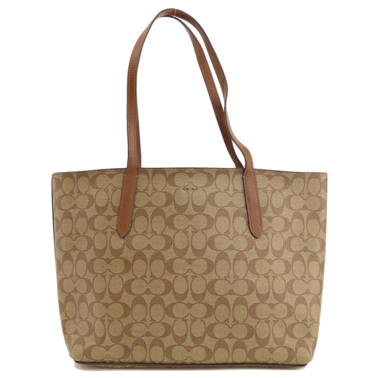 COACH Tote Bag F67108 PVC Brown Signature Women Used Authentic