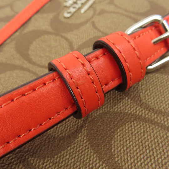 COACH Shoulder Bag F58297 PVC, Leather Brown Long Shoulder Signature Women Used Authentic