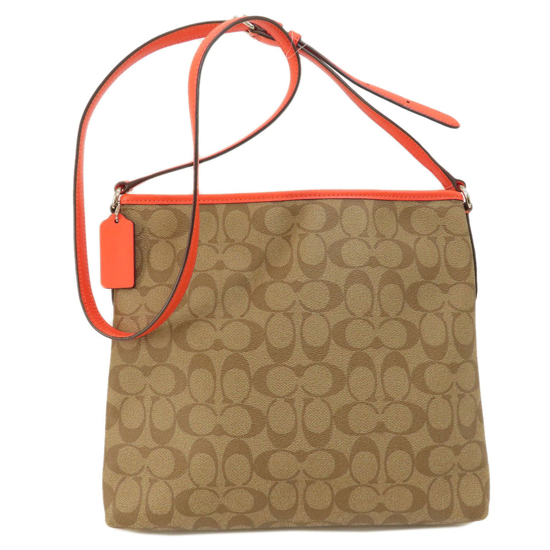 COACH Shoulder Bag F58297 PVC, Leather Brown Long Shoulder Signature Women Used Authentic