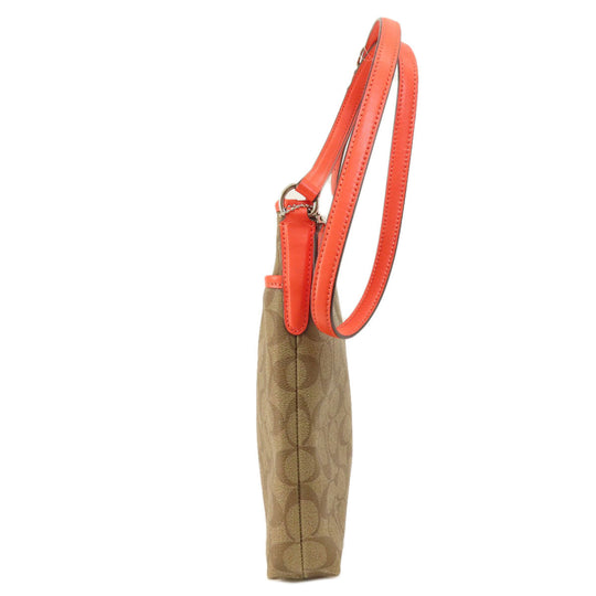 COACH Shoulder Bag F58297 PVC, Leather Brown Long Shoulder Signature Women Used Authentic