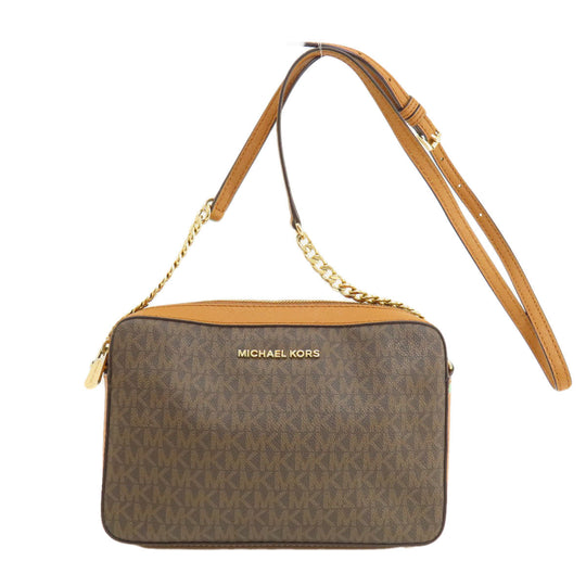 MICHAEL KORS Shoulder Bag PVC Brown MK signature Women Used Authentic