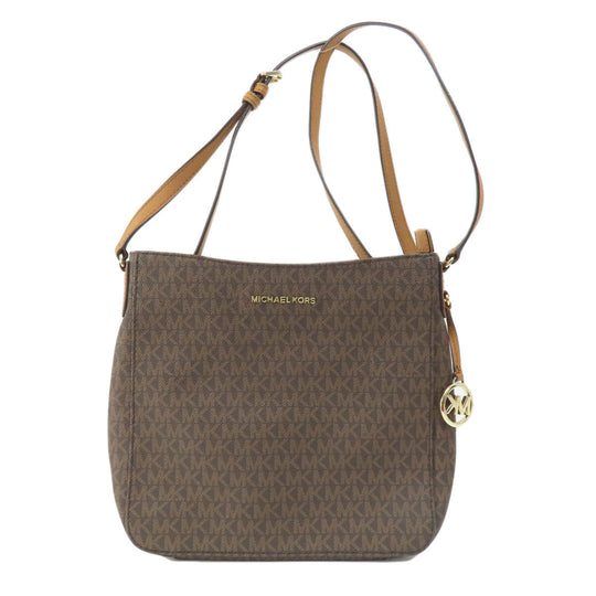 MICHAEL KORS Shoulder Bag PVC Brown MK signature Women Used Authentic