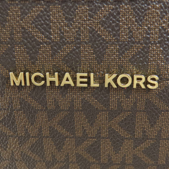 MICHAEL KORS Shoulder Bag PVC Brown MK signature Women Used Authentic