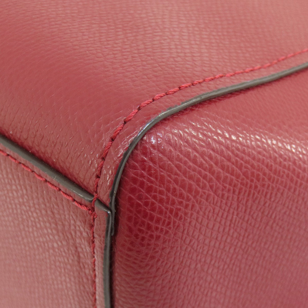 COACH Tote Bag 36455 leather Red logo Women Used Authentic