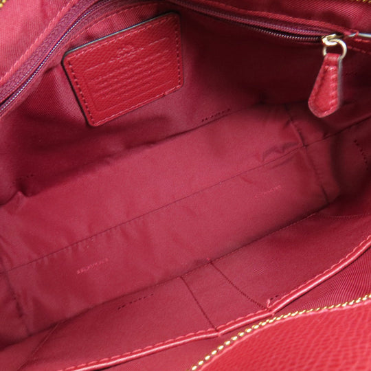 COACH Tote Bag 36455 leather Red logo Women Used Authentic