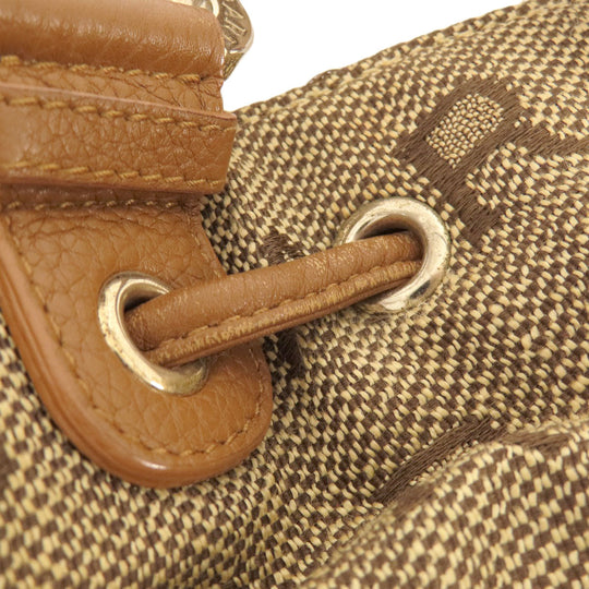 BVLGARI Tote Bag canvas Brown Logo mania