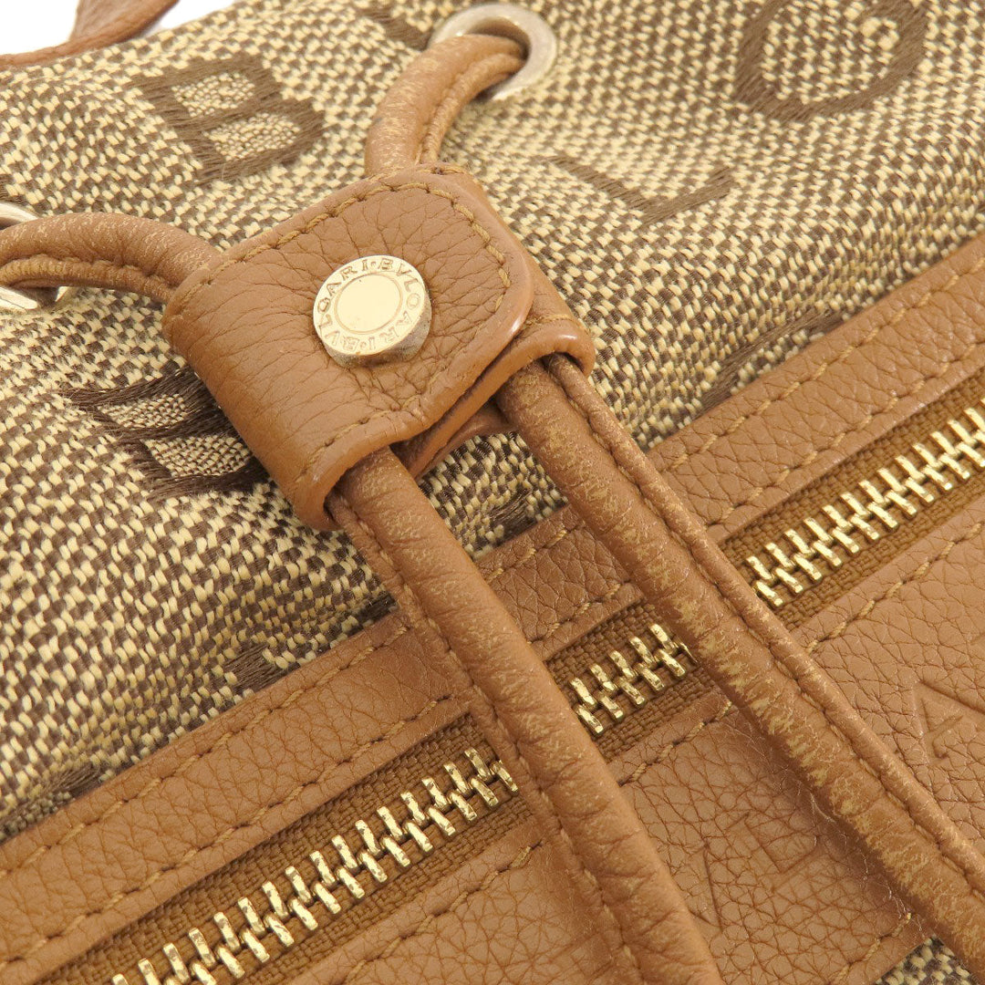 BVLGARI Tote Bag canvas Brown Logo mania