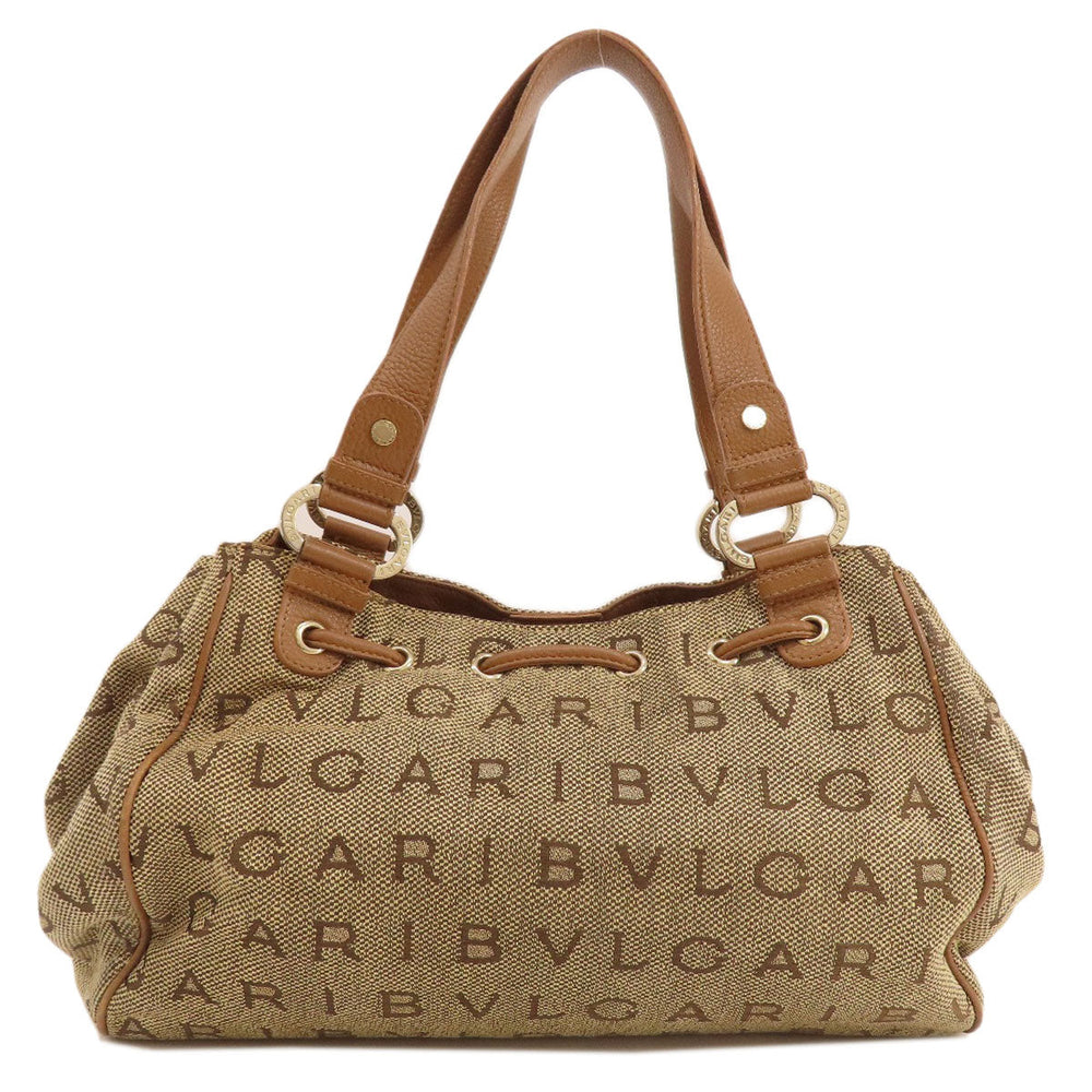 BVLGARI Tote Bag canvas Brown Logo mania