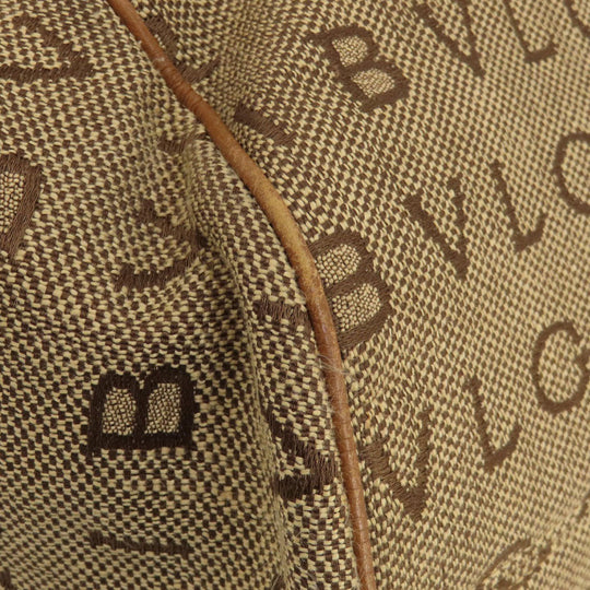 BVLGARI Tote Bag canvas Brown Logo mania
