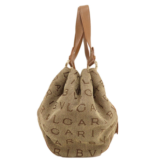 BVLGARI Tote Bag canvas Brown Logo mania