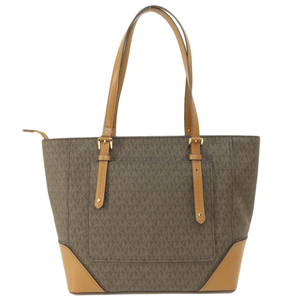 MICHAEL KORS Tote Bag PVC Brown MK signature Women Used Authentic