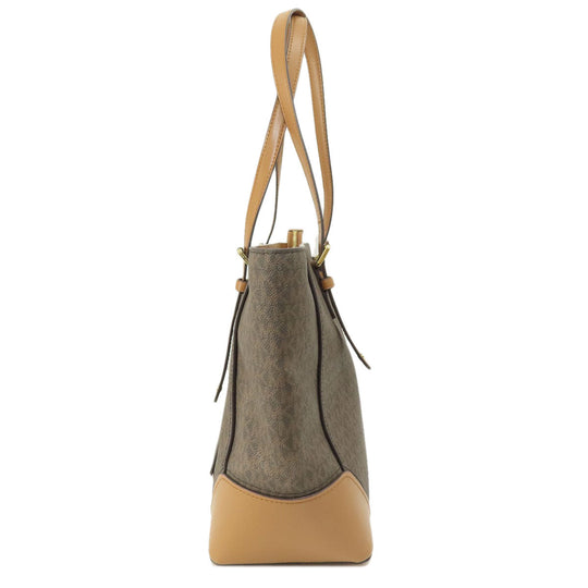 MICHAEL KORS Tote Bag PVC Brown MK signature Women Used Authentic