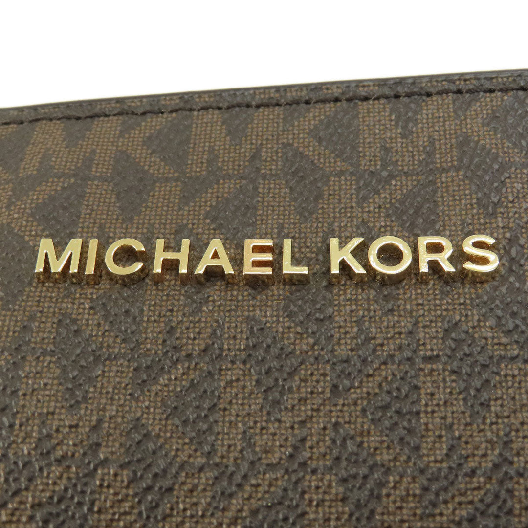 MICHAEL KORS Tote Bag PVC Brown MK signature Women Used Authentic