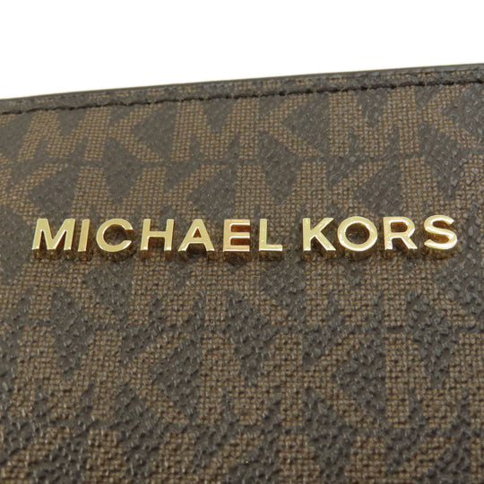 MICHAEL KORS Tote Bag PVC Brown MK signature Women Used Authentic