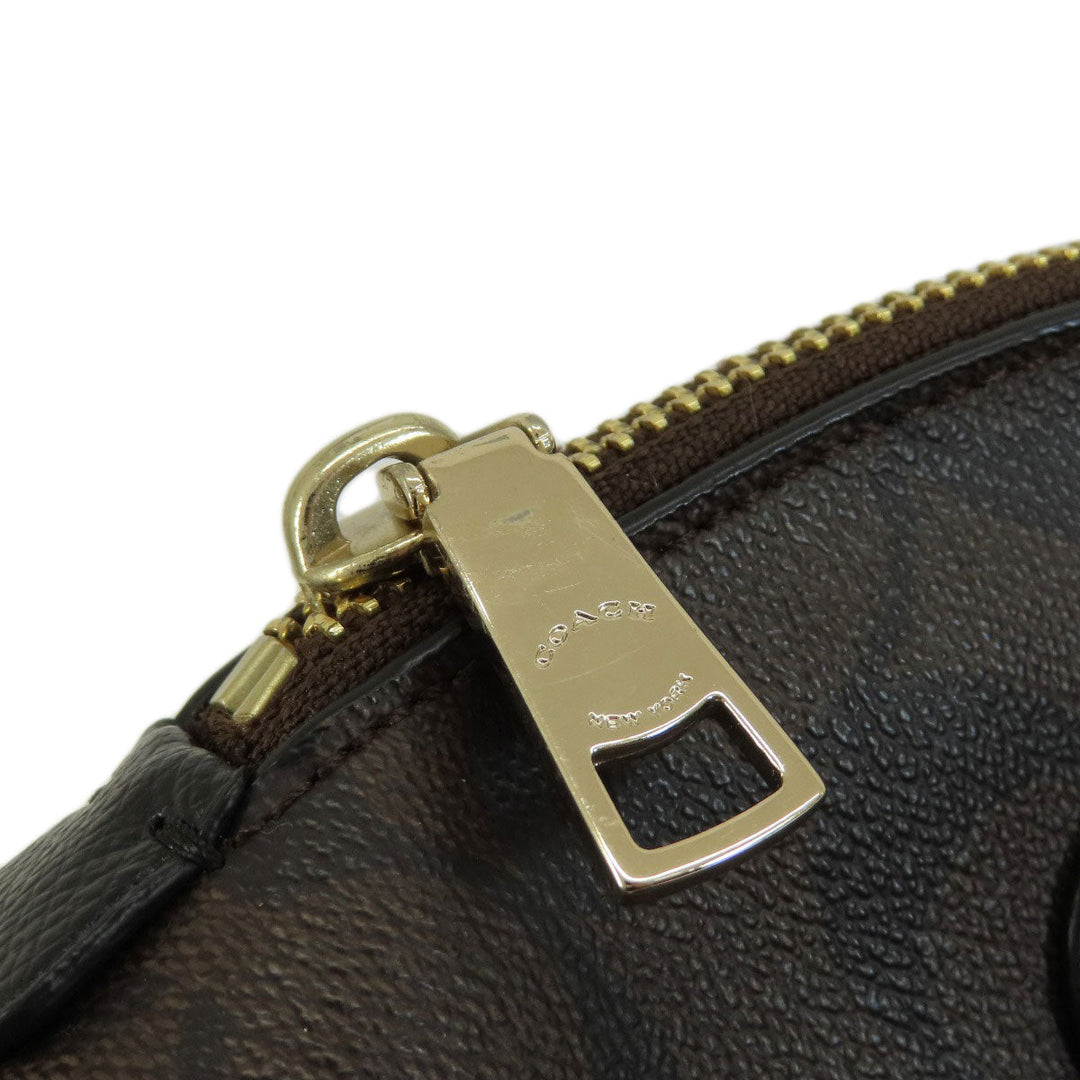 COACH Handbag F34083 PVC Brown Signature 2WAY Women Used Authentic