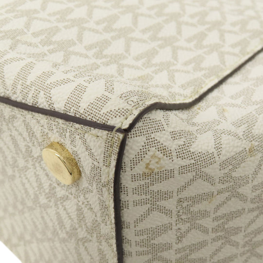 MICHAEL KORS Tote Bag Leather, Coated Canvas white MK signature Women Used Authentic