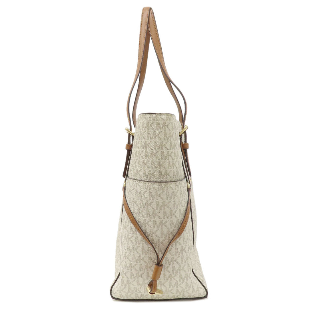 MICHAEL KORS Tote Bag Leather, Coated Canvas white MK signature Women Used Authentic