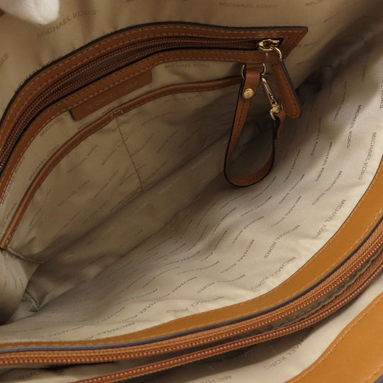 MICHAEL KORS Tote Bag Leather, Coated Canvas white MK signature Women Used Authentic
