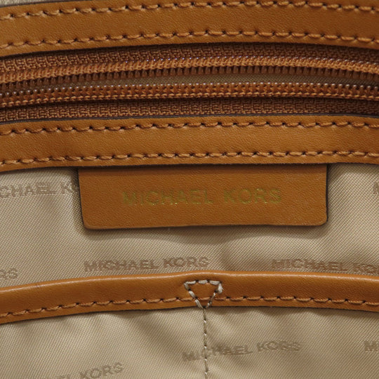 MICHAEL KORS Tote Bag Leather, Coated Canvas white MK signature Women Used Authentic