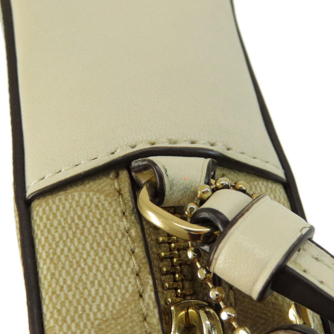 COACH Shoulder Bag 91677 PVC white Signature Women Used Authentic