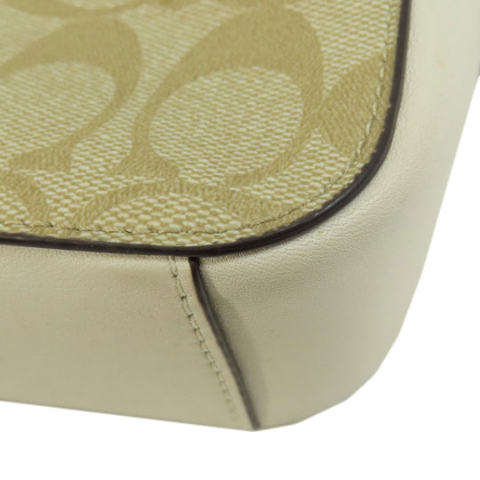 COACH Shoulder Bag 91677 PVC white Signature Women Used Authentic