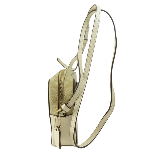 COACH Shoulder Bag 91677 PVC white Signature Women Used Authentic