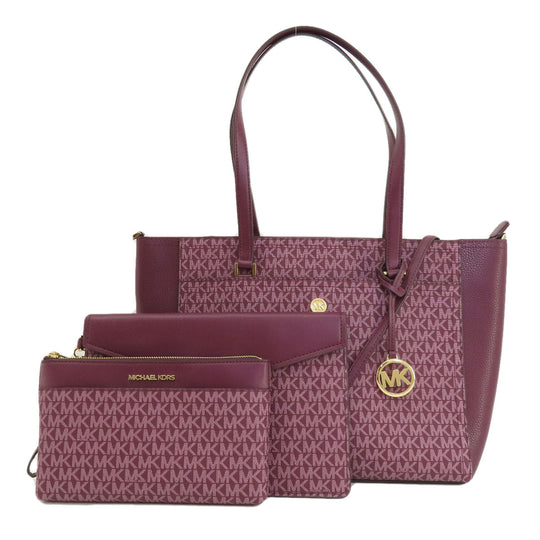 MICHAEL KORS Tote Bag PVC purple MK signature Women Used Authentic